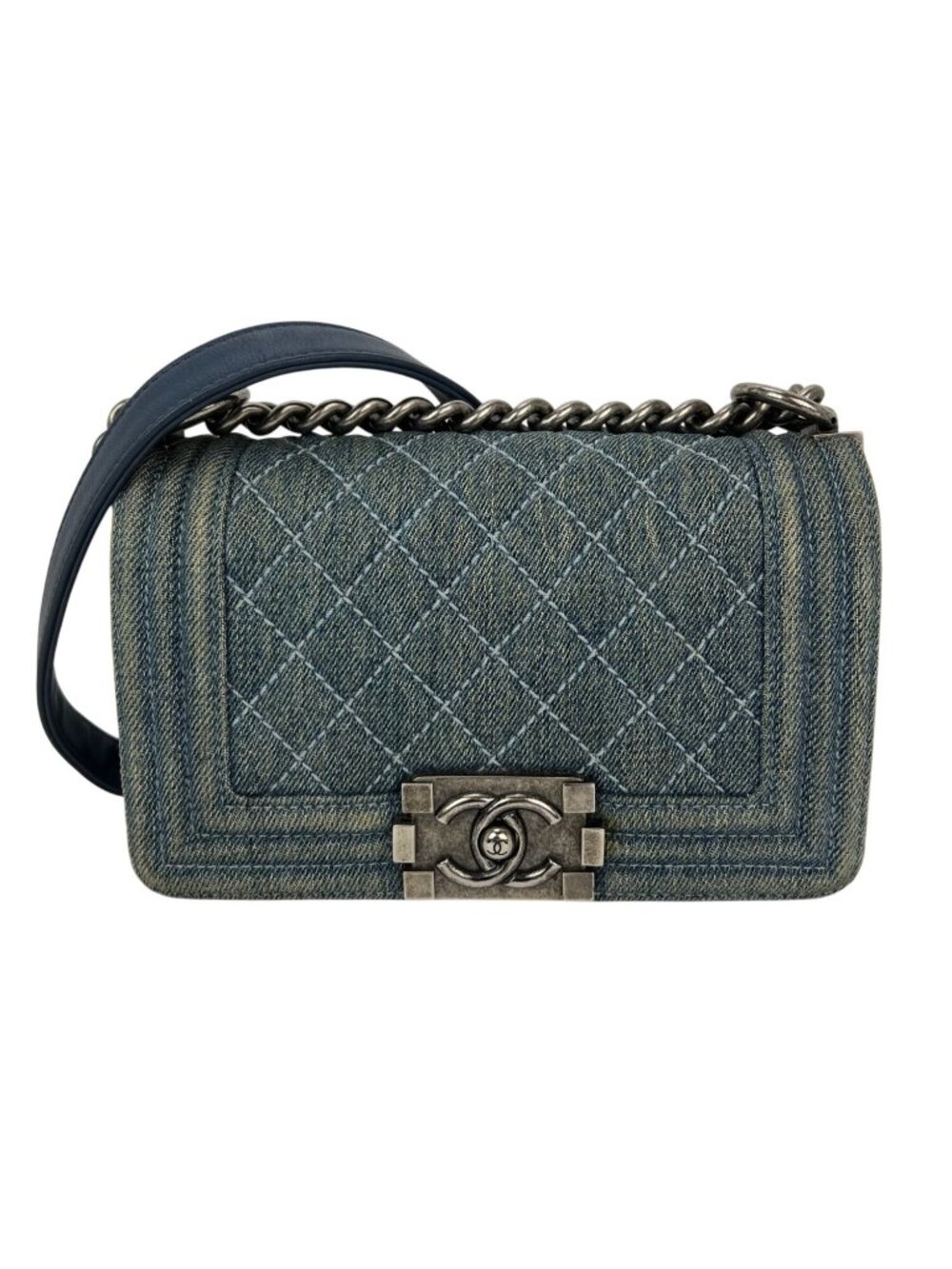 Chanel Denim Quilted Small Blue Boy Flap